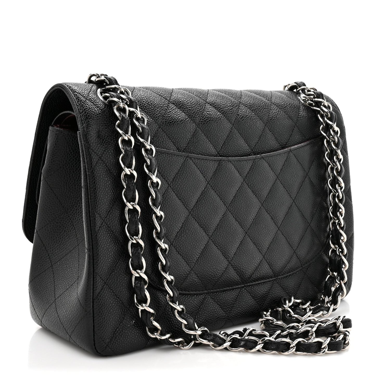Caviar Quilted Jumbo Double Flap Black