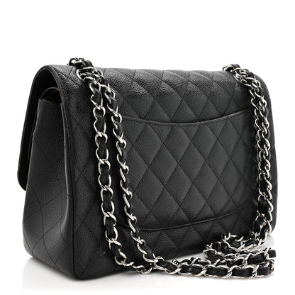 Caviar Quilted Jumbo Double Flap Black