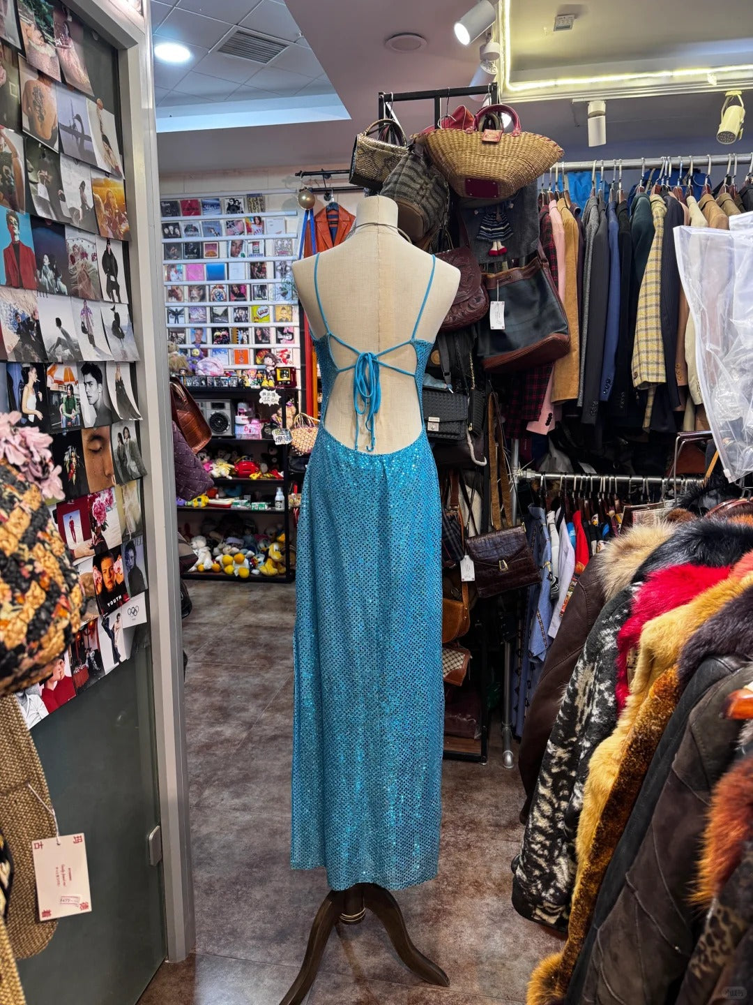 Sparkling Blue Crossback Sequined Long Prom Dress P4141