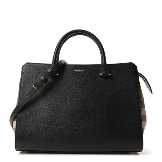 Calfskin Mega Check Small Banwell Tote Black