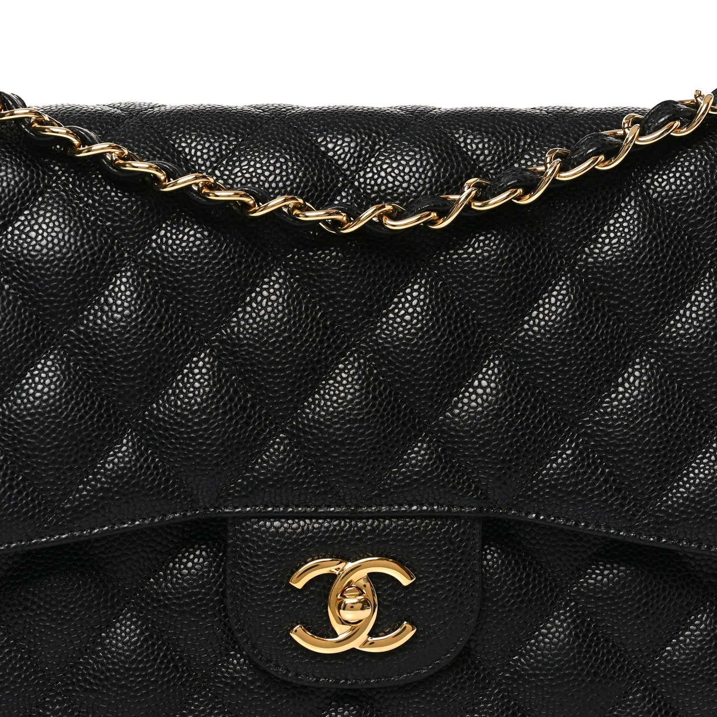 Caviar Quilted Jumbo Double Flap Black