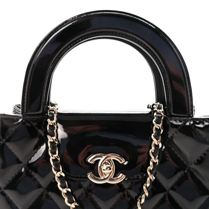 Patent Calfskin Quilted Nano Kelly Shopper Black