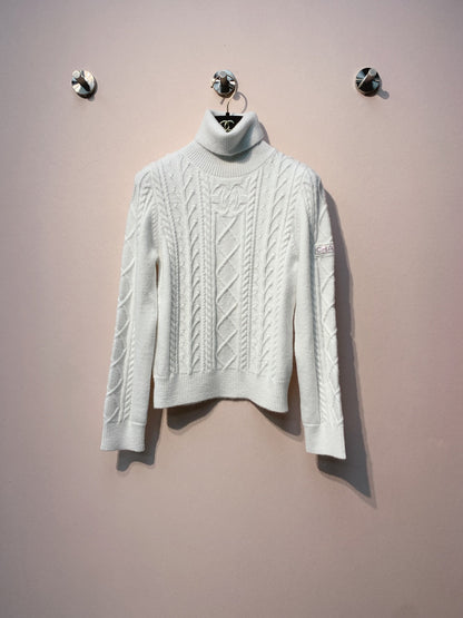 Chanel 25 Cable-knit Turtleneck Sweater Cashmere 317402
