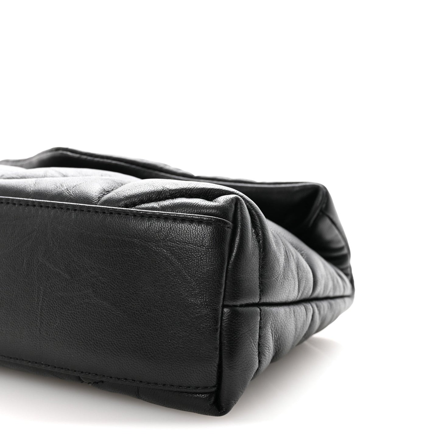 Calfskin Quilted Toy Loulou Puffer Monogram Monochrome Chain Satchel Black