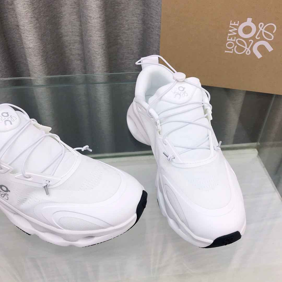 Loewe x on Angpao Couple Running Sneakers White Nylon Calfskin 597424