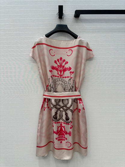 HM 25S Palefroi Remix Sleeveless Dress Graphic Print in Pink Silk