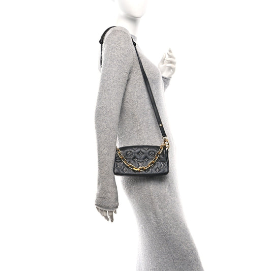 Lambskin Embossed Monogram Pochette Coussin Crossbody Black