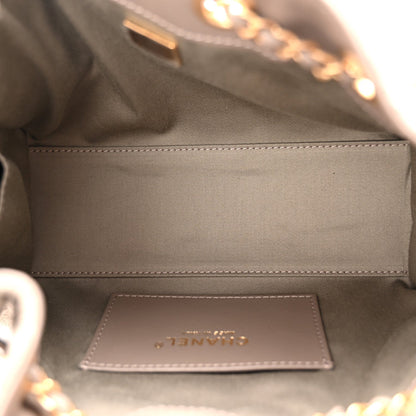Suede Quilted Mini Chanel 25 Handbag Dark Grey