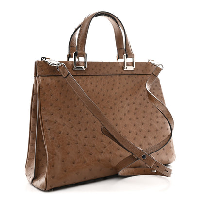 Ostrich Medium Zumi Top Handle Bag Brown