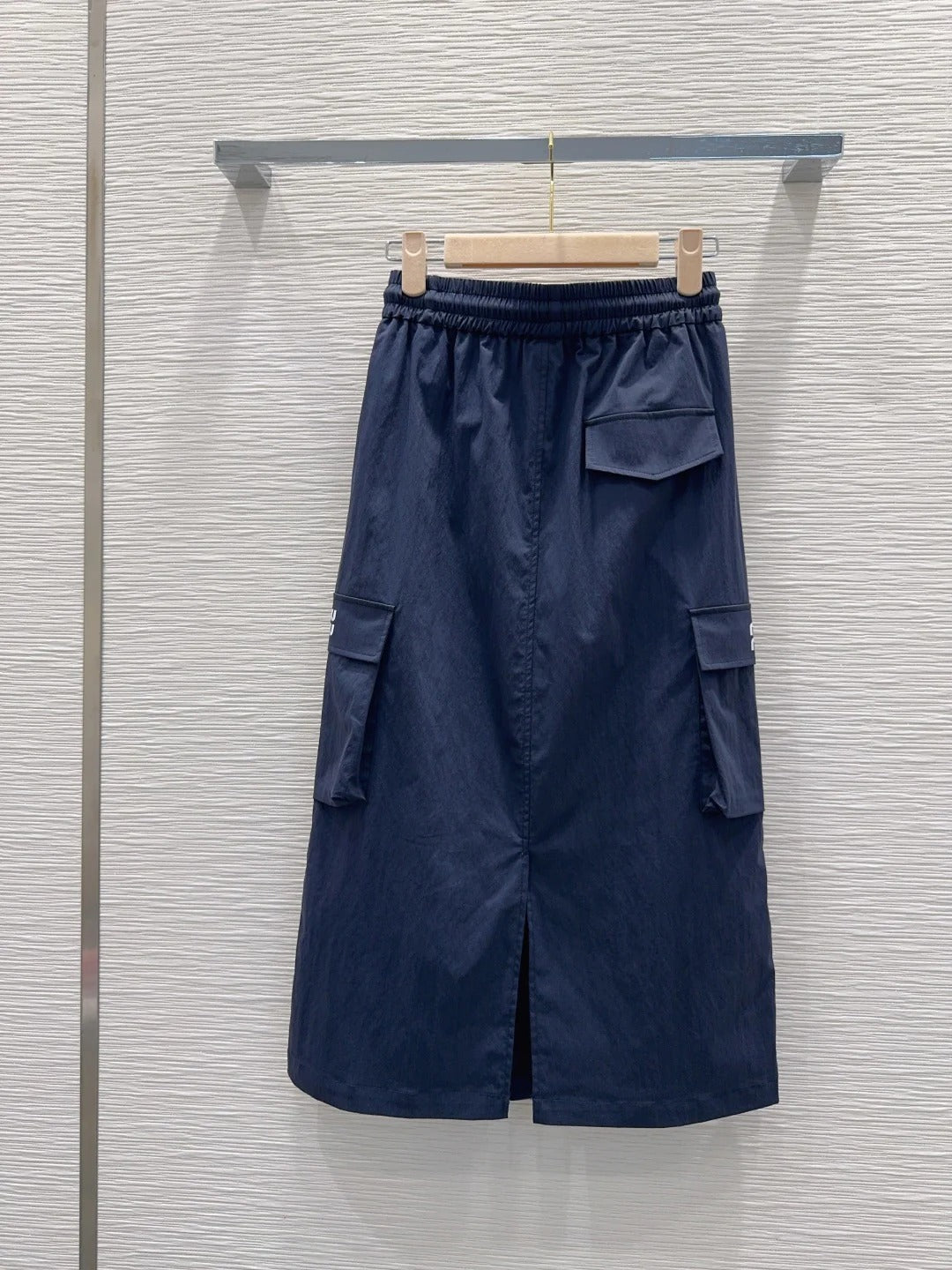 Miu Miu 2026 Long Skirt Khaki and Navy Blue Cotton Nylon