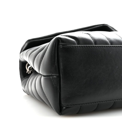 Calfskin Y Quilted Monogram Small Loulou Chain Satchel Black