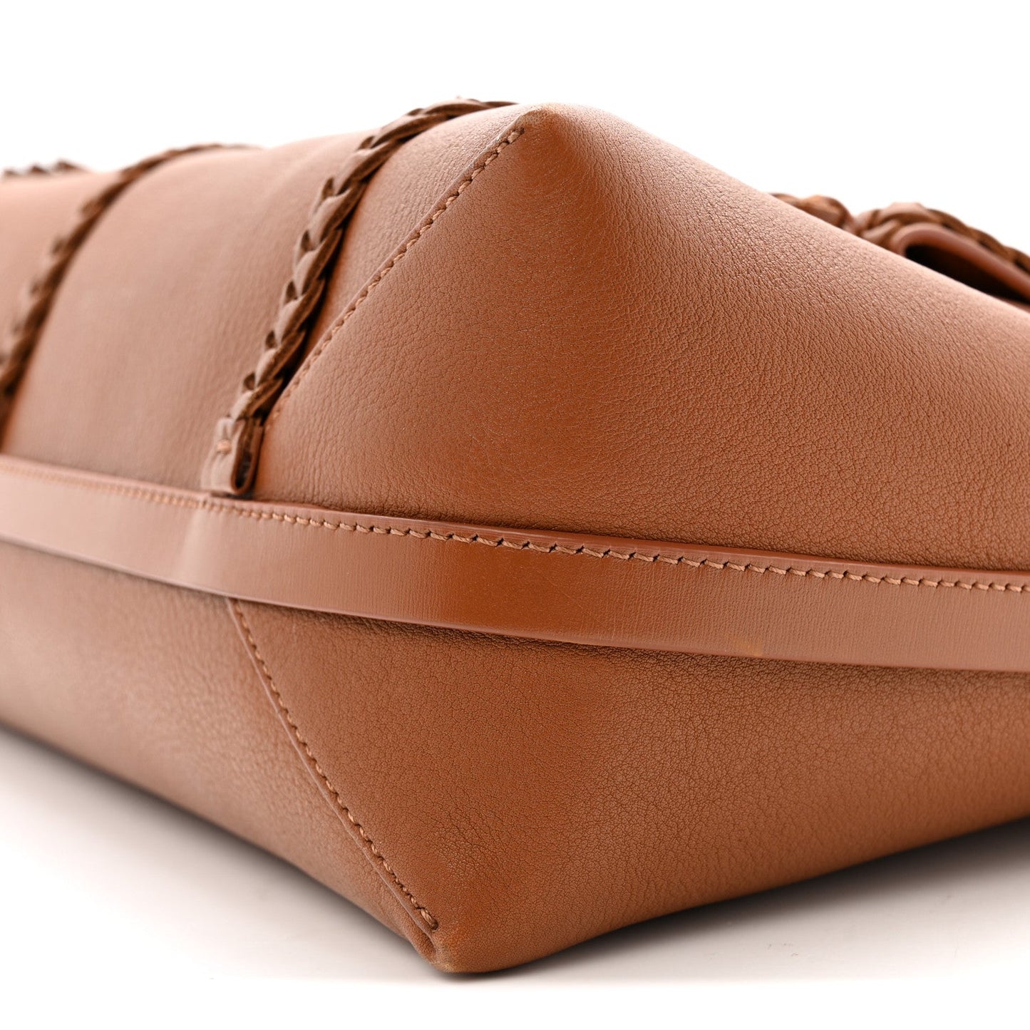 Grained Calfskin Large Penelope Shoulder Bag Caramel