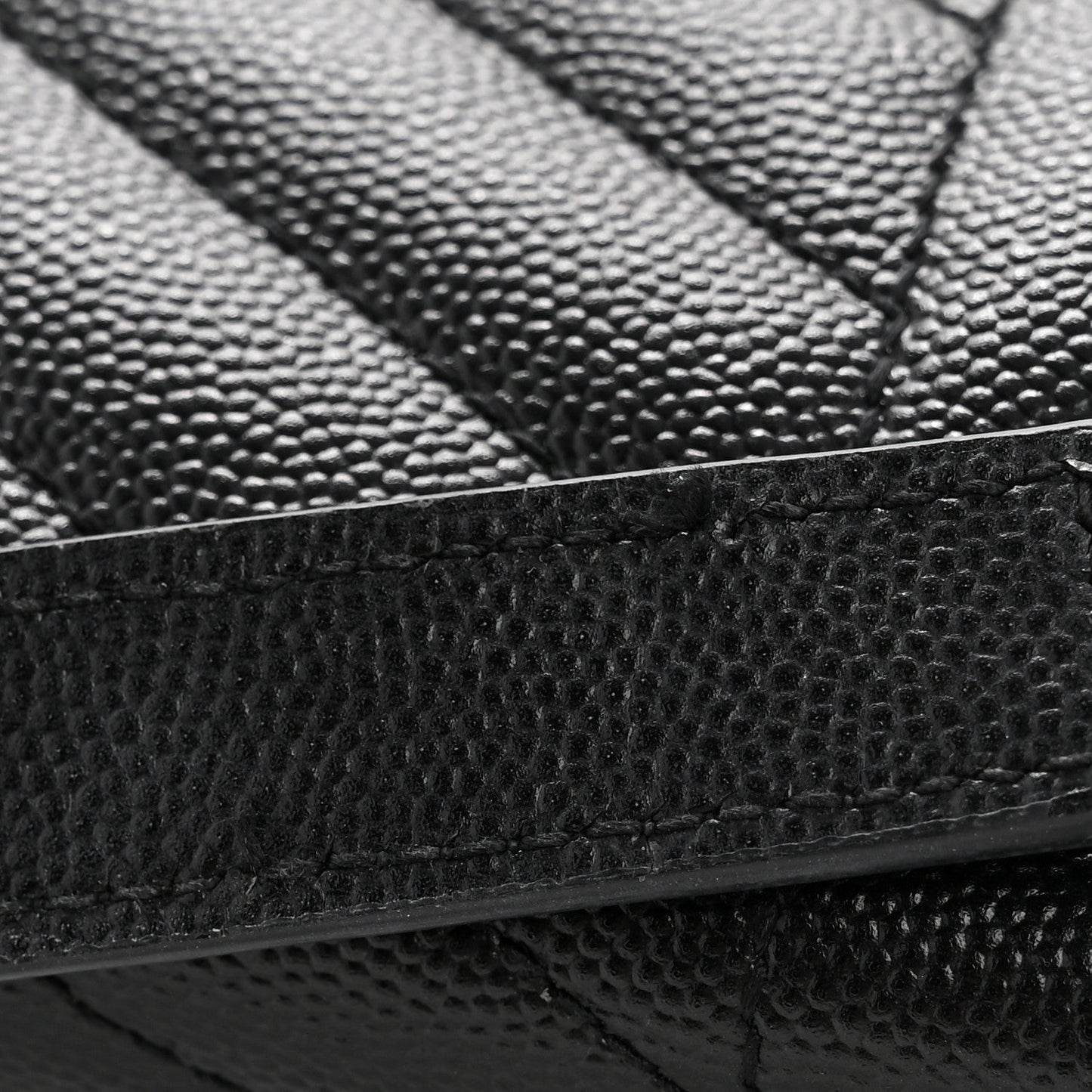 Grain De Poudre Textured Mixed Matelasse Large Triquilt Monogram Satchel Black