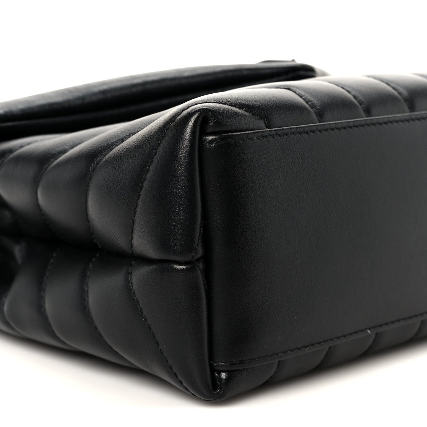 Calfskin Y Quilted Monogram Monochrome Small Loulou Chain Satchel Black