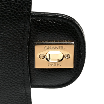 Caviar Quilted Medium Double Flap Black