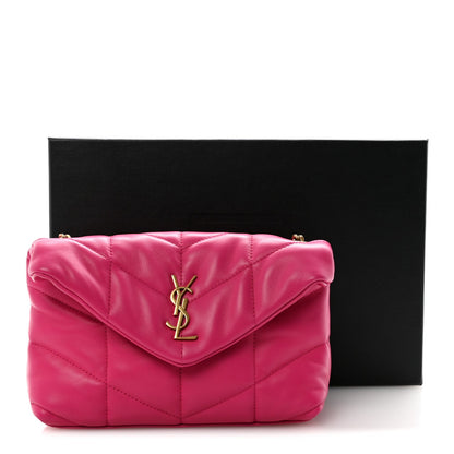 Lambskin Quilted Toy Loulou Puffer Monogram Chain Satchel Bubblegum