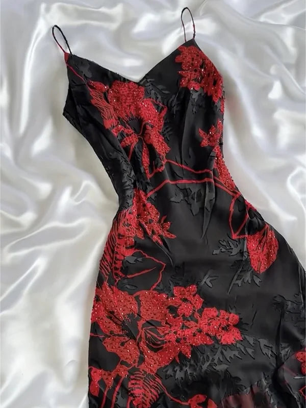 Vintage Beaded Applique Prom Dress Sheath Evening Dress Spaghetti Strap Fairy Dress TP4678