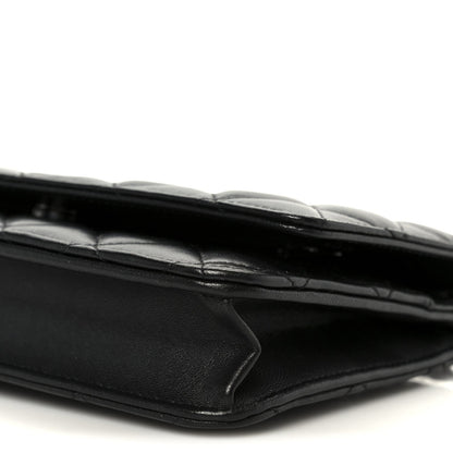 Lambskin Quilted Wallet On Chain WOC So Black