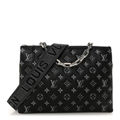 Lambskin Embossed Monogram Coussin MM Black Gray