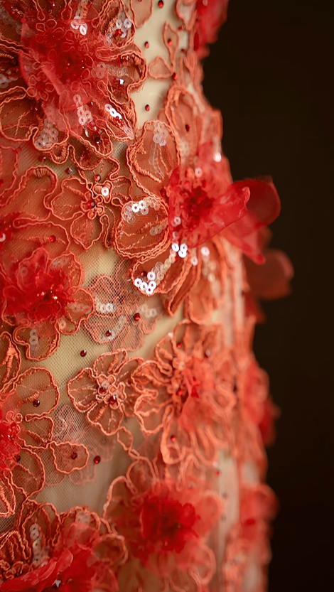 Red strapless, fitted, sexy and alluring ball gown/wedding dress R8063
