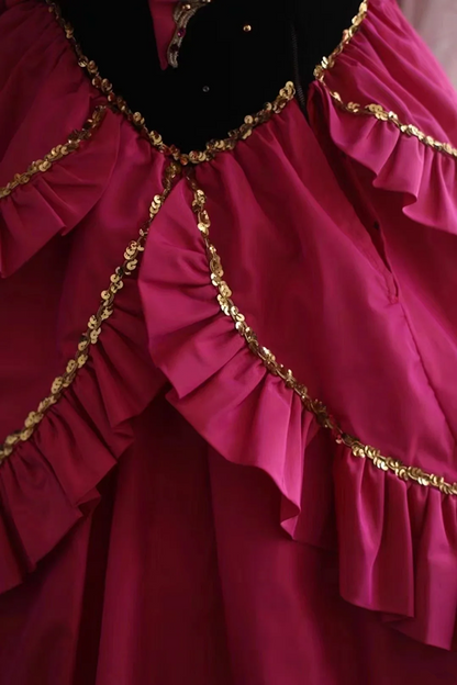 Barbie pink fitted bob with a full skirt, long ball gown, bridal dress R6819