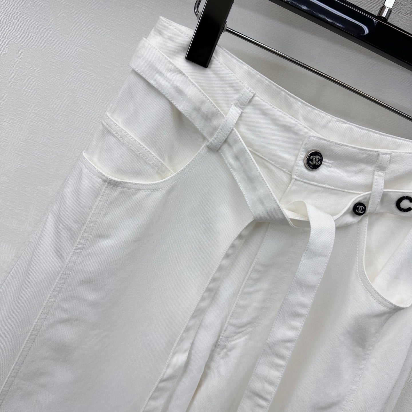 CC Wide-Leg Trousers White Cotton Lyocell 350198