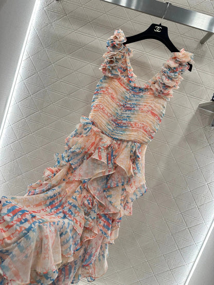 CHANEL 25S CAMELLIA LAYERED DRESS 651
