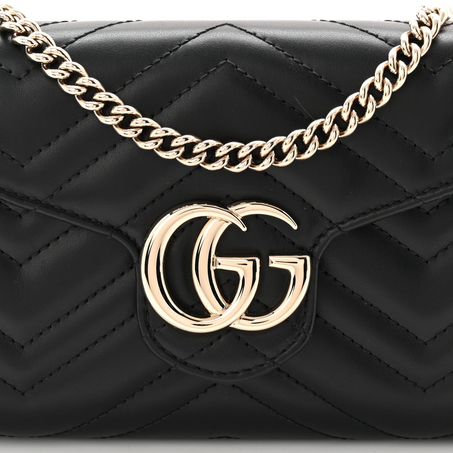 Calfskin Matelasse GG Marmont Wallet on Chain Black