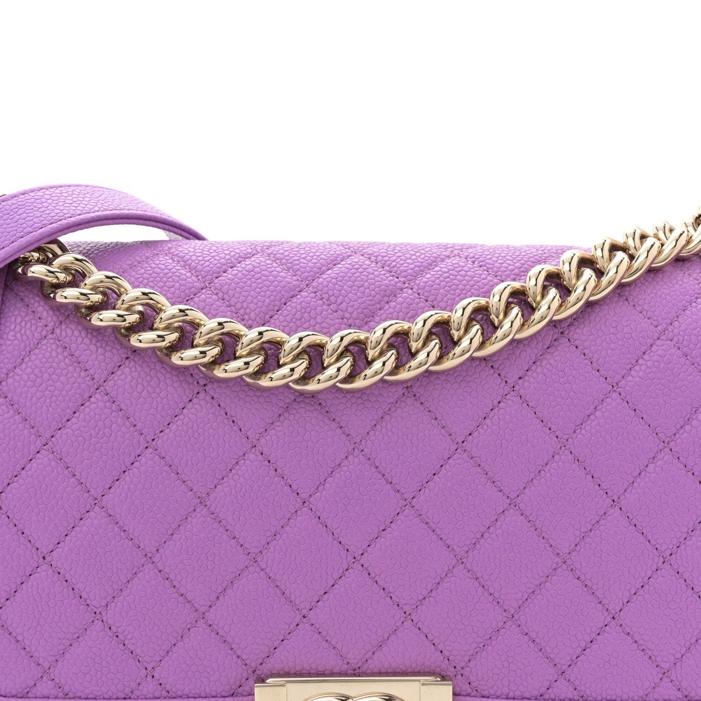 Caviar Quilted Medium Boy Flap Purple