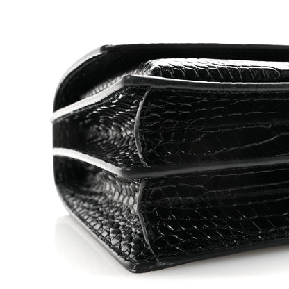 Calfskin Crocodile Embossed Medium Monogram Sunset Black