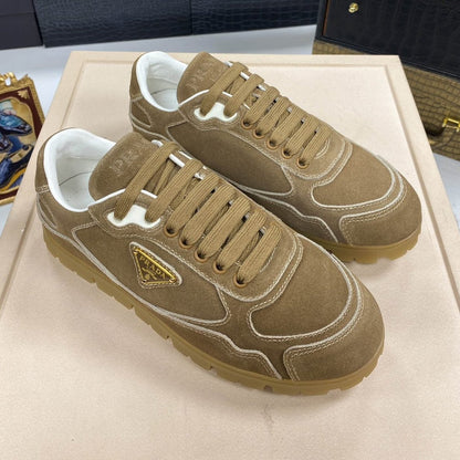 PRA TRAIL FADED CINNAMON BROWN SUEDE SNEAKERS