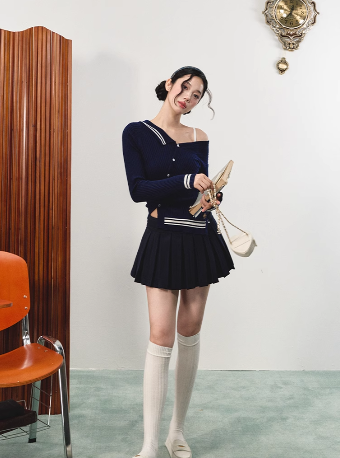 Elegant retro versatile patchwork short skirt autumn mid-waist casual skirt R3333