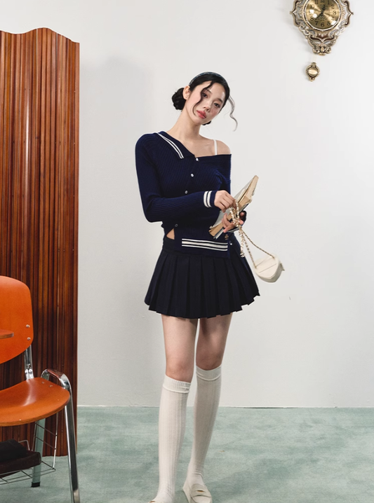 Elegant retro versatile patchwork short skirt autumn mid-waist casual skirt R3333