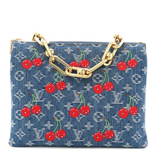 LV X TM Monogram Denim Cerises Coussin PM Blue