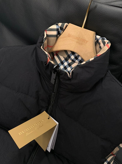 Burberry 25 Down Vest Black Mix Colors Polyester Cotton