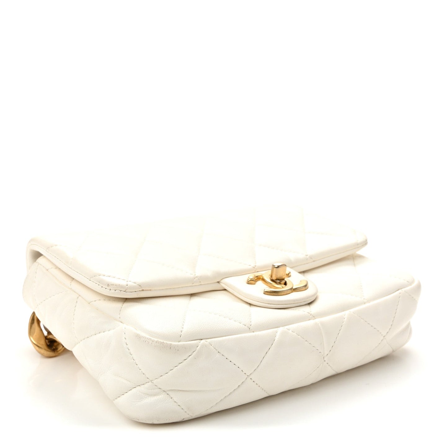 Lambskin Quilted Small CC Funky Town Flap White