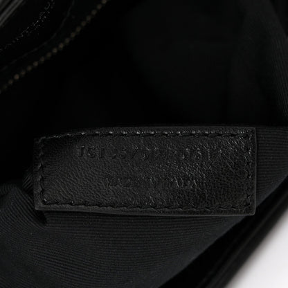 Calfskin Y Quilted Monogram Large Loulou Chain Satchel Black