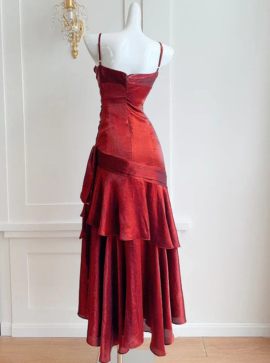omberprom Elegant Dresses Gowns Evening Dresses Spaghetti Straps Burgundy Mermaid Long Prom Dress Formal Party Gown