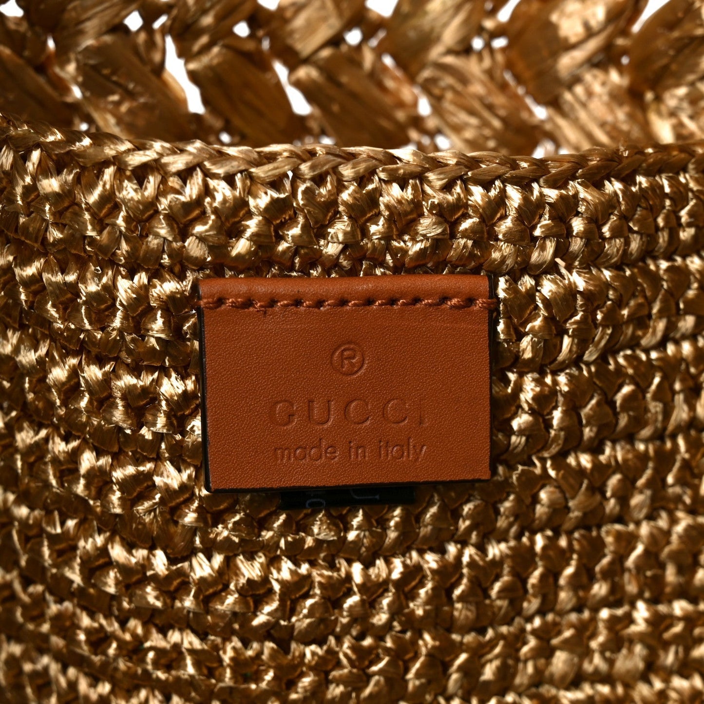 Raffia Effect Interlocking G Tote Bag Brown