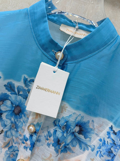 Zimmermann Alisa Dress Blue Floral Cotton 347322