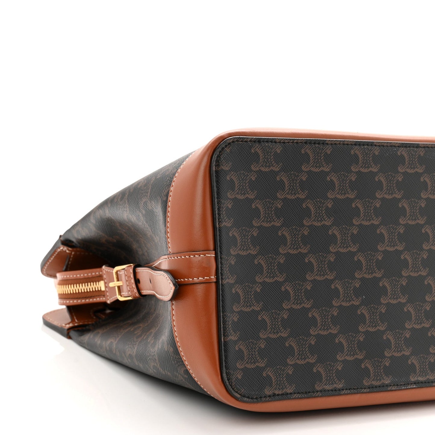 Triomphe Canvas Calfskin Cabas De France Handbag Tan
