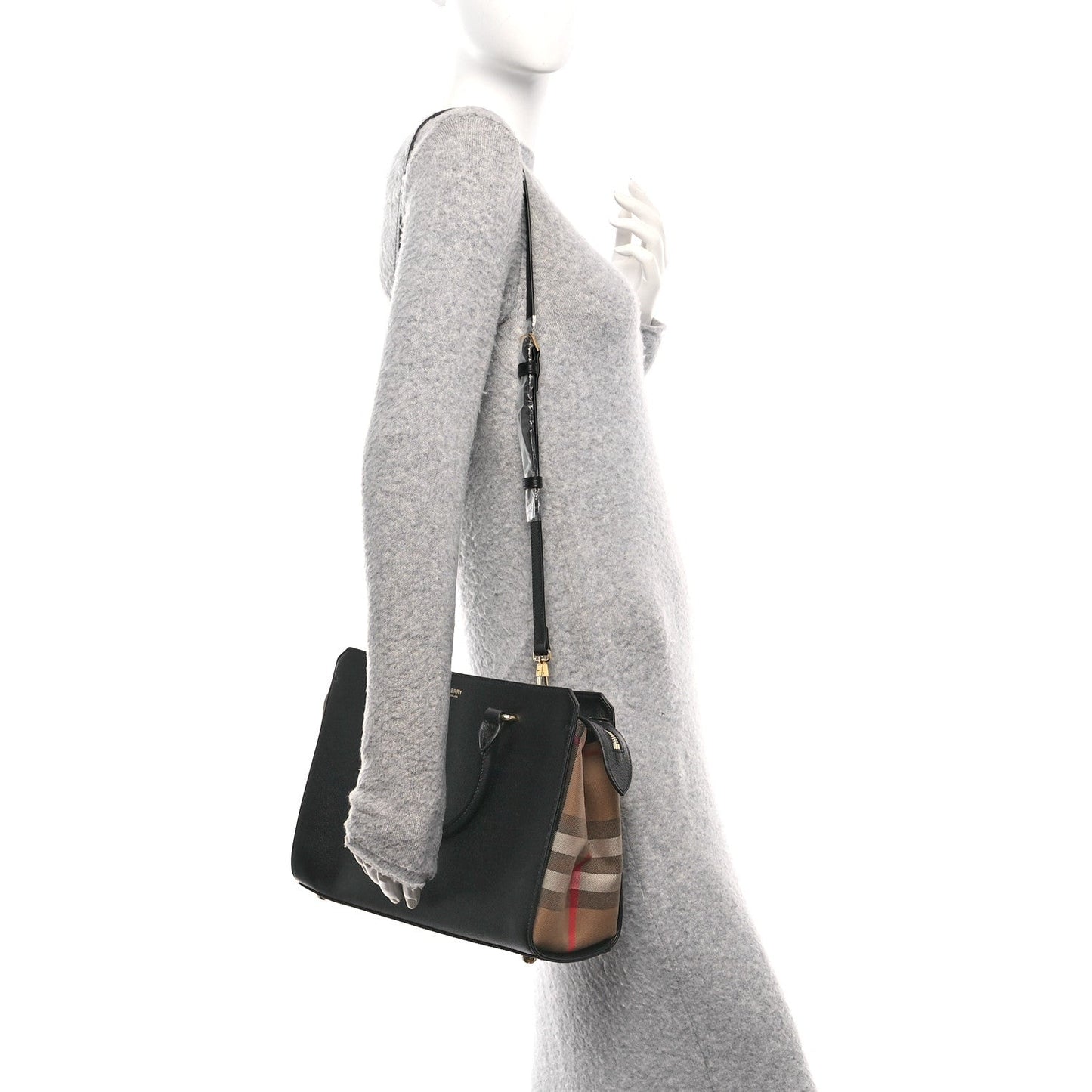 Calfskin Mega Check Small Banwell Tote Black