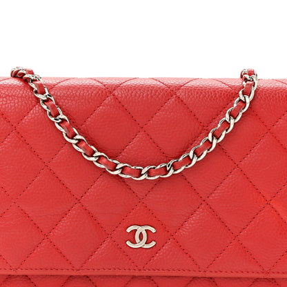 Caviar Quilted Wallet On Chain WOC Red