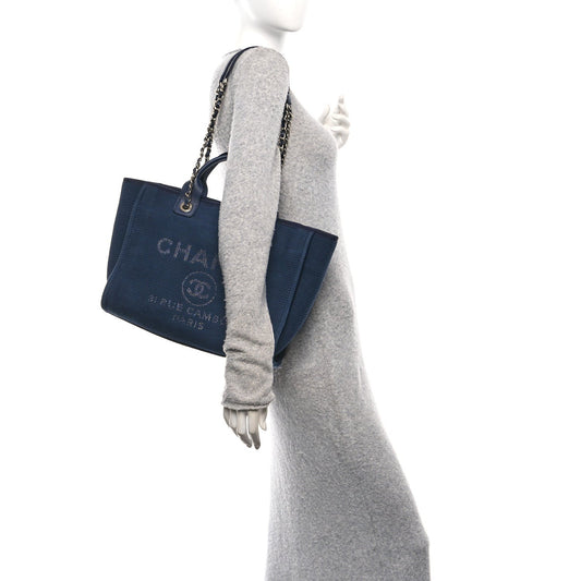Mixed Fibers Small Deauville Tote Navy