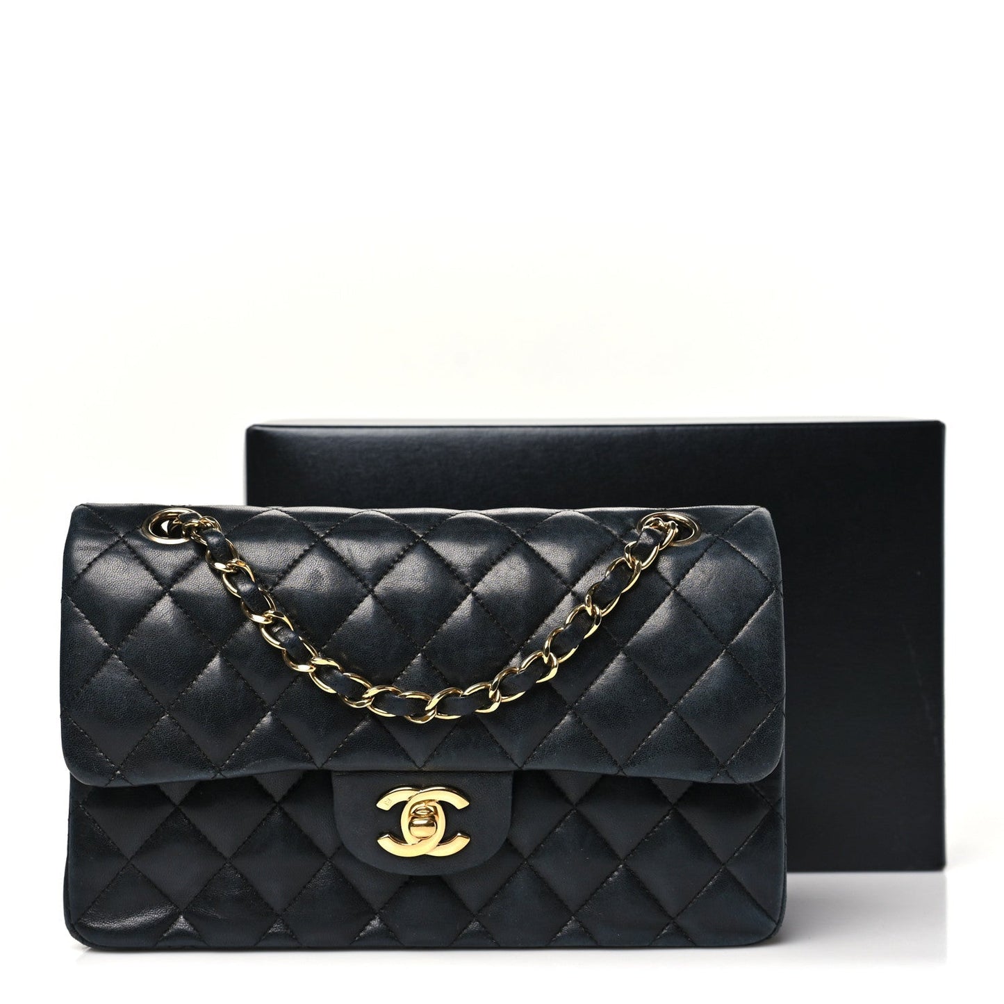 Lambskin Quilted Small Double Flap Black