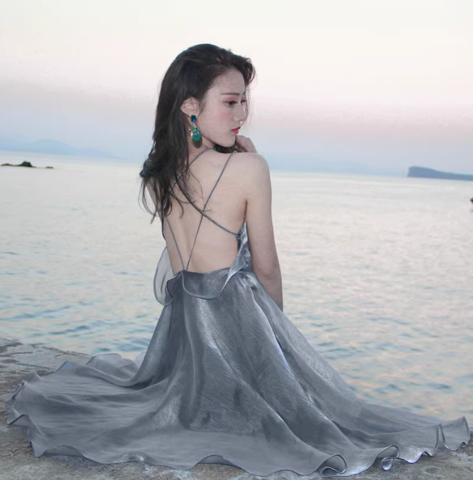 Beach dress holiday dress travel clothes super fairy sexy backless skirt R1509