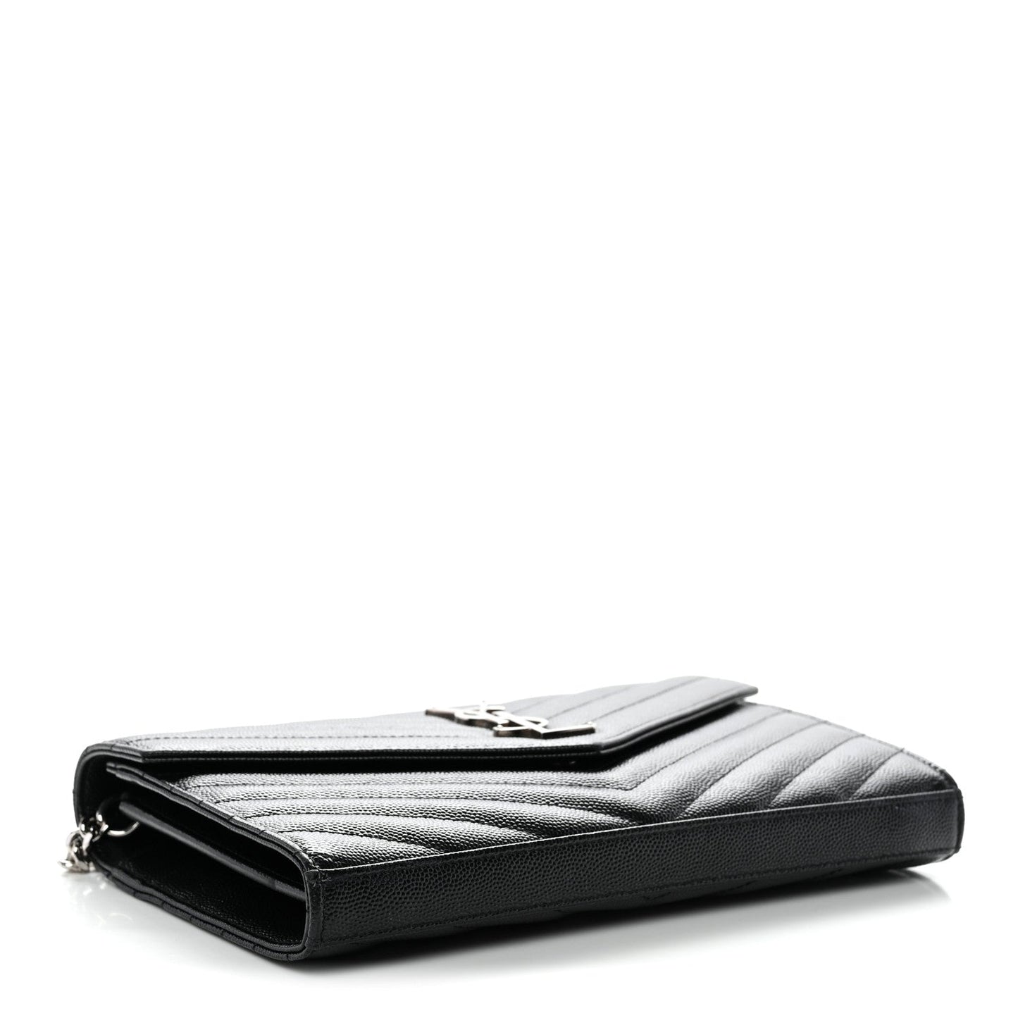 Grain De Poudre Matelasse Chevron Monogram Chain Wallet Black