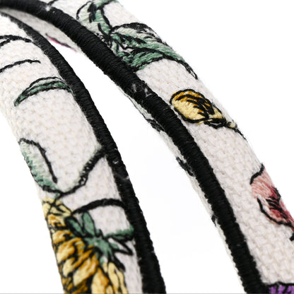 Canvas Embroidered Large Florilegio Book Tote White Multicolor
