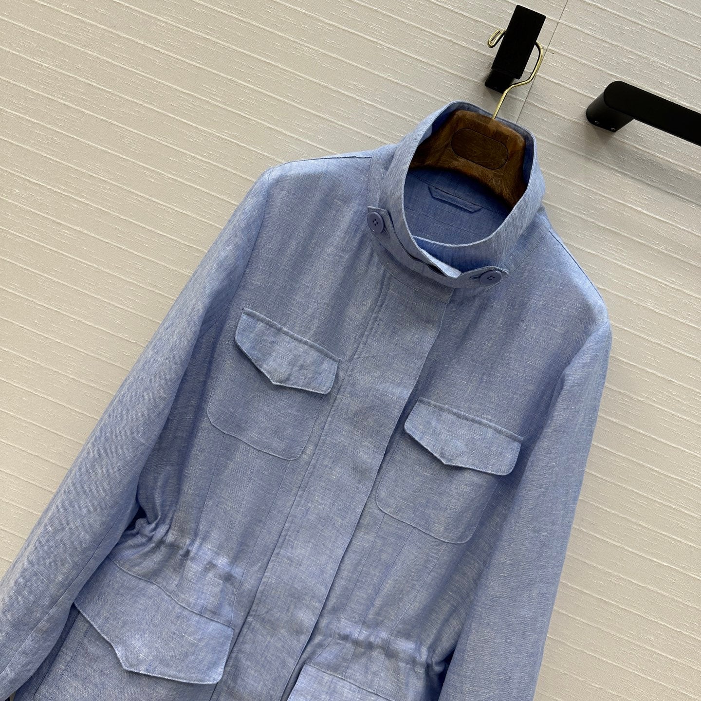 LP 25 Stand-up Collar Jacket Blue Linen 272165