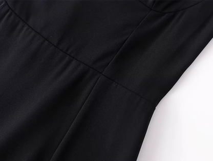 2025 summer new sexy petite pure black slim short suspender dress R0946